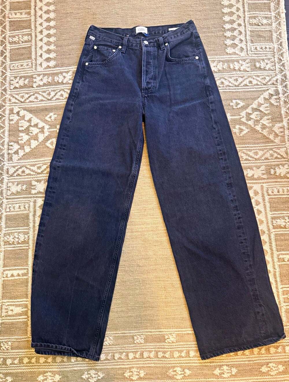 Citizens of Humanity Ayla Baggy Wide Leg Jeans 27 Charcoal Black High Rise